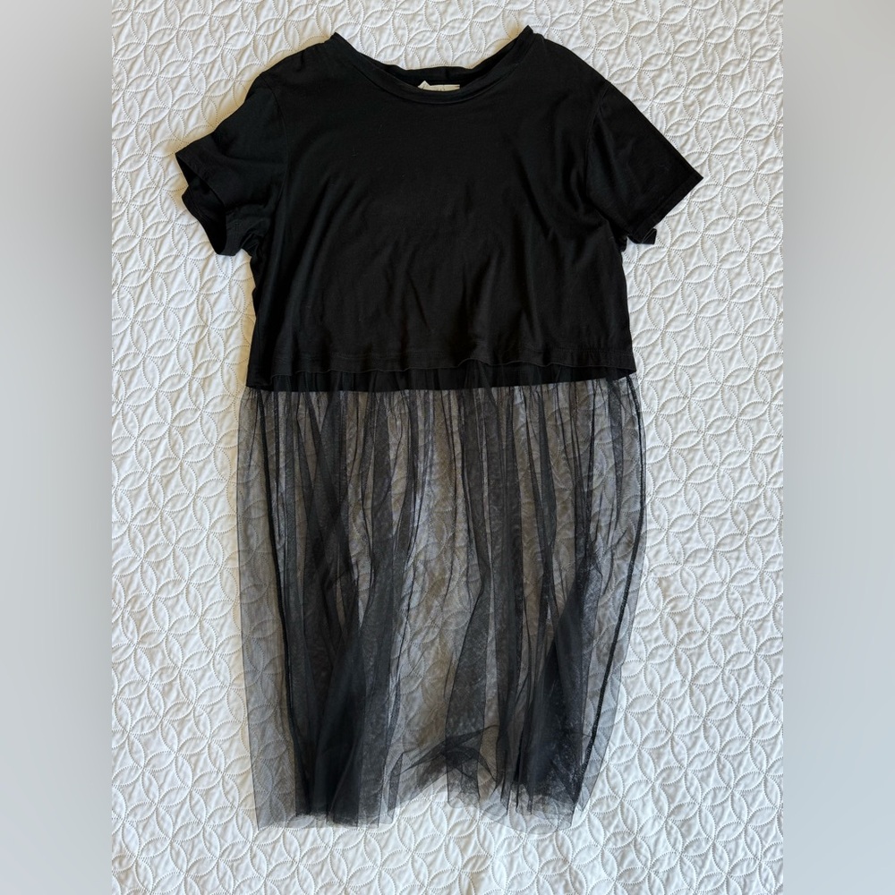 Lush Black Knit Top with sheer bottom